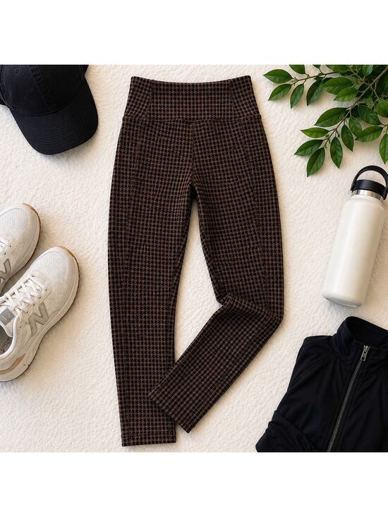 Athleta Pants - Athleta Delancey High Rise Houndstooth Leggings Brown Black Small Tall